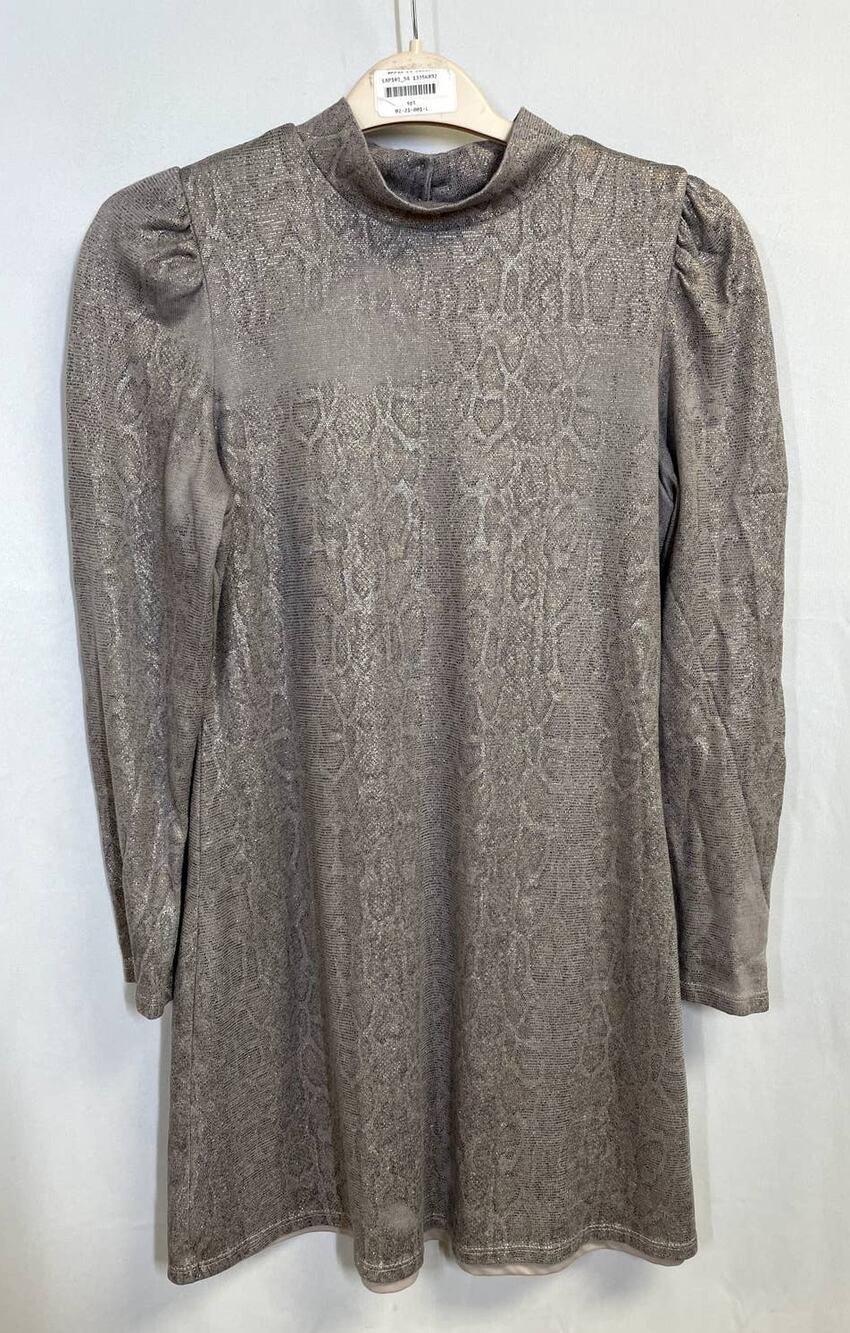 SLATE & WILLOW Metallic Snakeskin Long Sleeve Puff Sleeve Mini Dress Size M